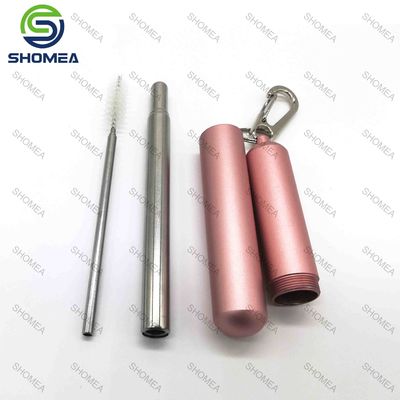 Custom stainless steel folding straw with portable storage case