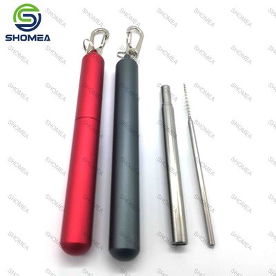 Custom stainless steel folding straw with portable storage case
