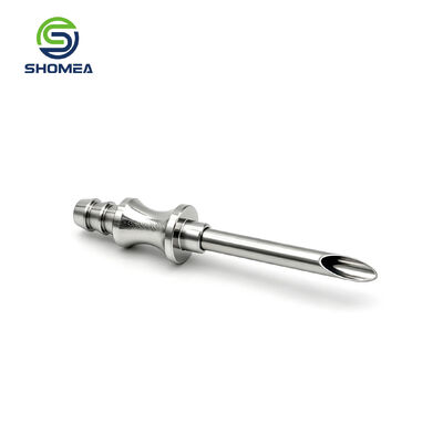 Customized burr free stainless steel cannula for precision fluid transfer device