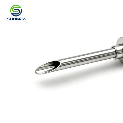Customized burr free stainless steel cannula for precision fluid transfer device