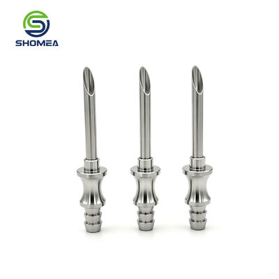 Customized burr free stainless steel cannula for precision fluid transfer device