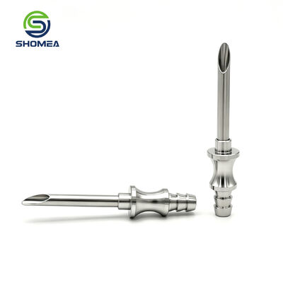 Customized burr free stainless steel cannula for precision fluid transfer device